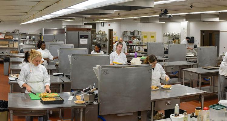 Culinary arts students in lab