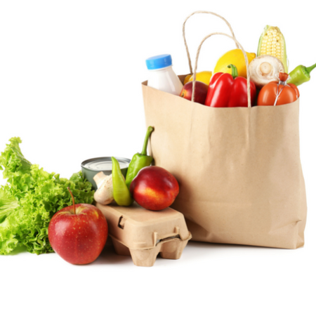 Food in a paper grocery bag