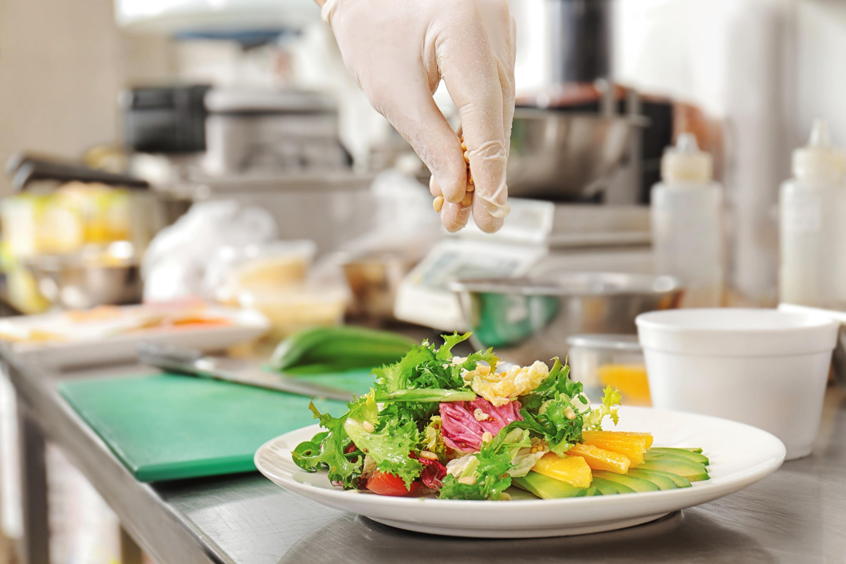 salad plate on kitchen counter