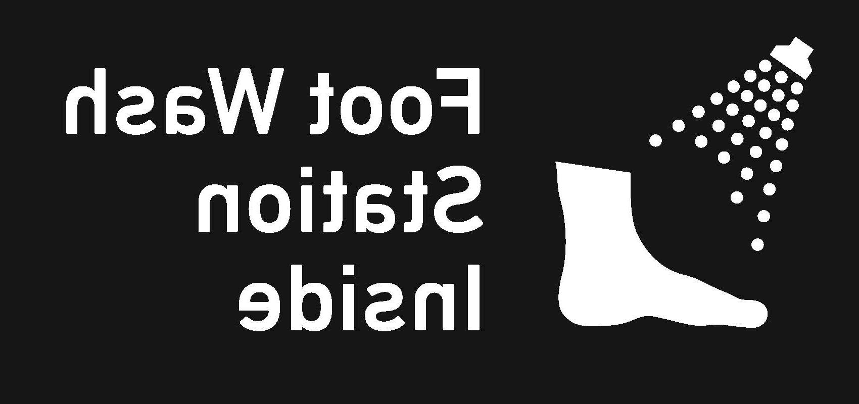 foot with water spray symbol, Foot Wash Station Inside