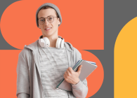 students in graphic shapes