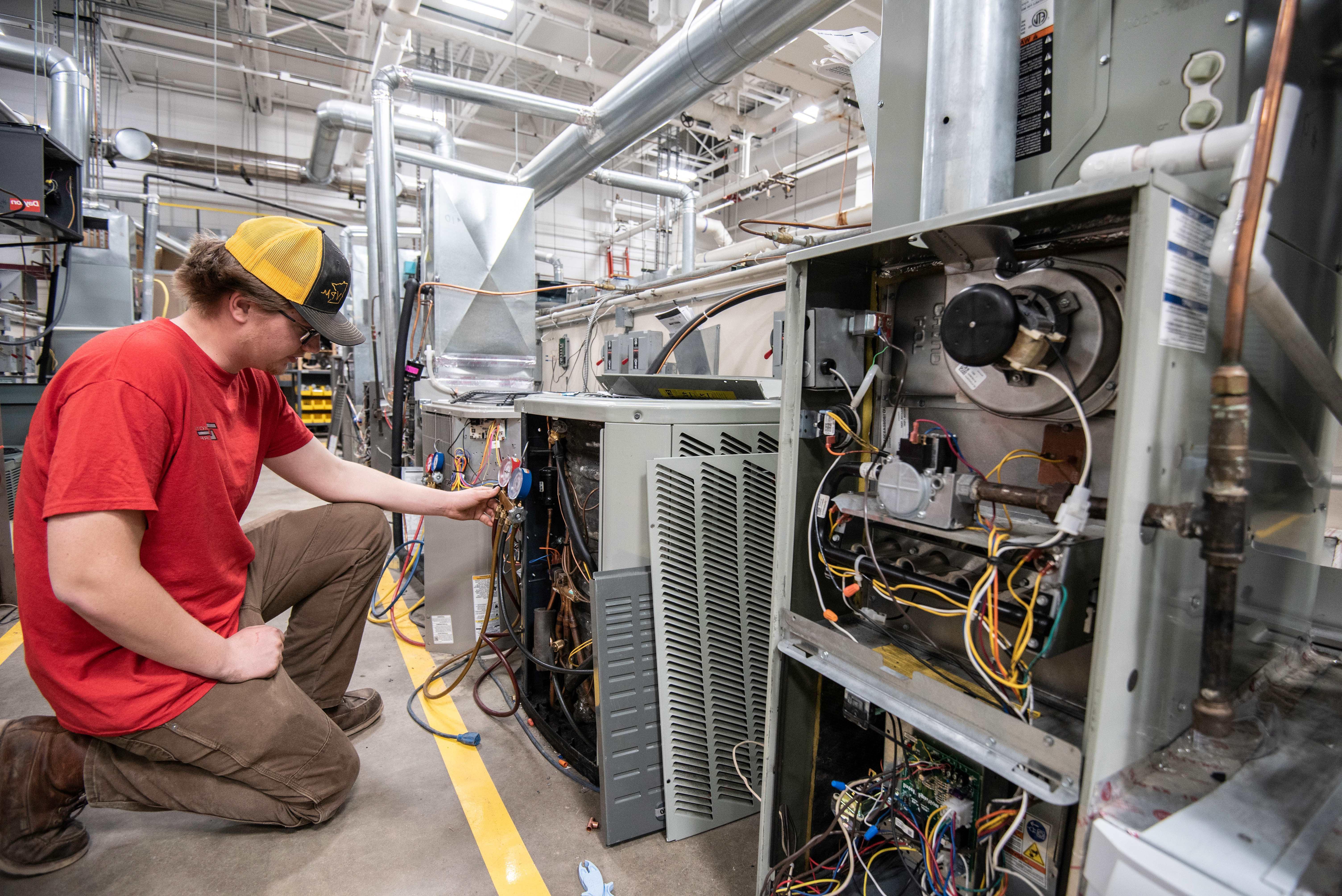 PSEO student Jackson Schaffer in HVAC